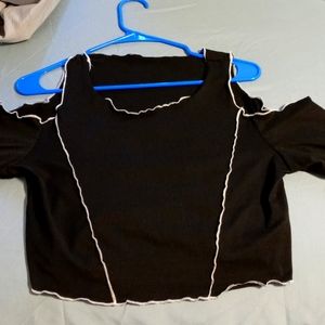 Black crop top with stripes